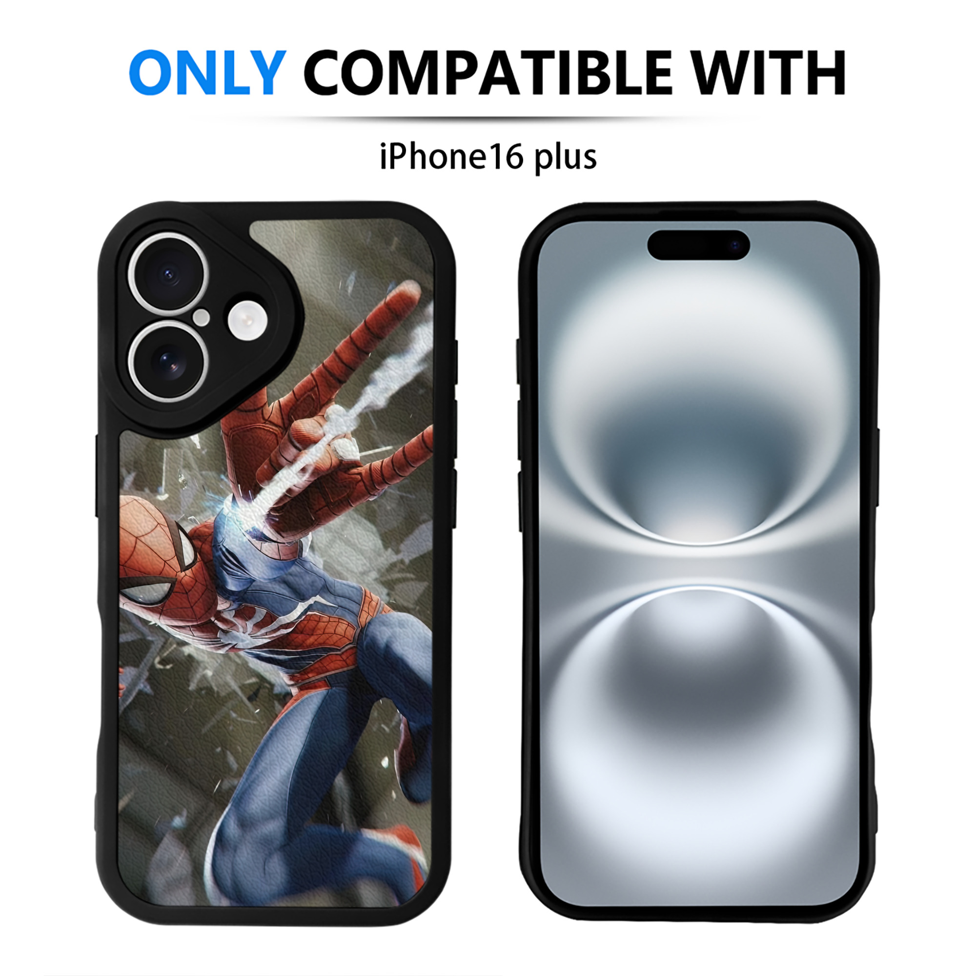 （画像用） Spider Man スパイダーマン 【iPhone 16シリーズ対応】シリコンスマホケース（レザー調） 材質：シリコン
